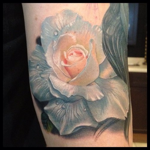 Classic Black And White Rose Flower Tattoo